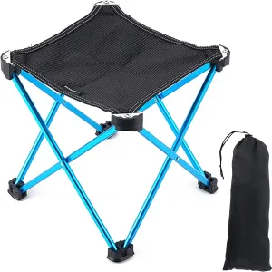 Mini Camping Stool, Portable Foldable Compact Camping Chair, Ultra-Light Aluminum Alloy Outdoor Camp Stools with Carrying Bag for BBQ, Beach, Fishing, Hiking