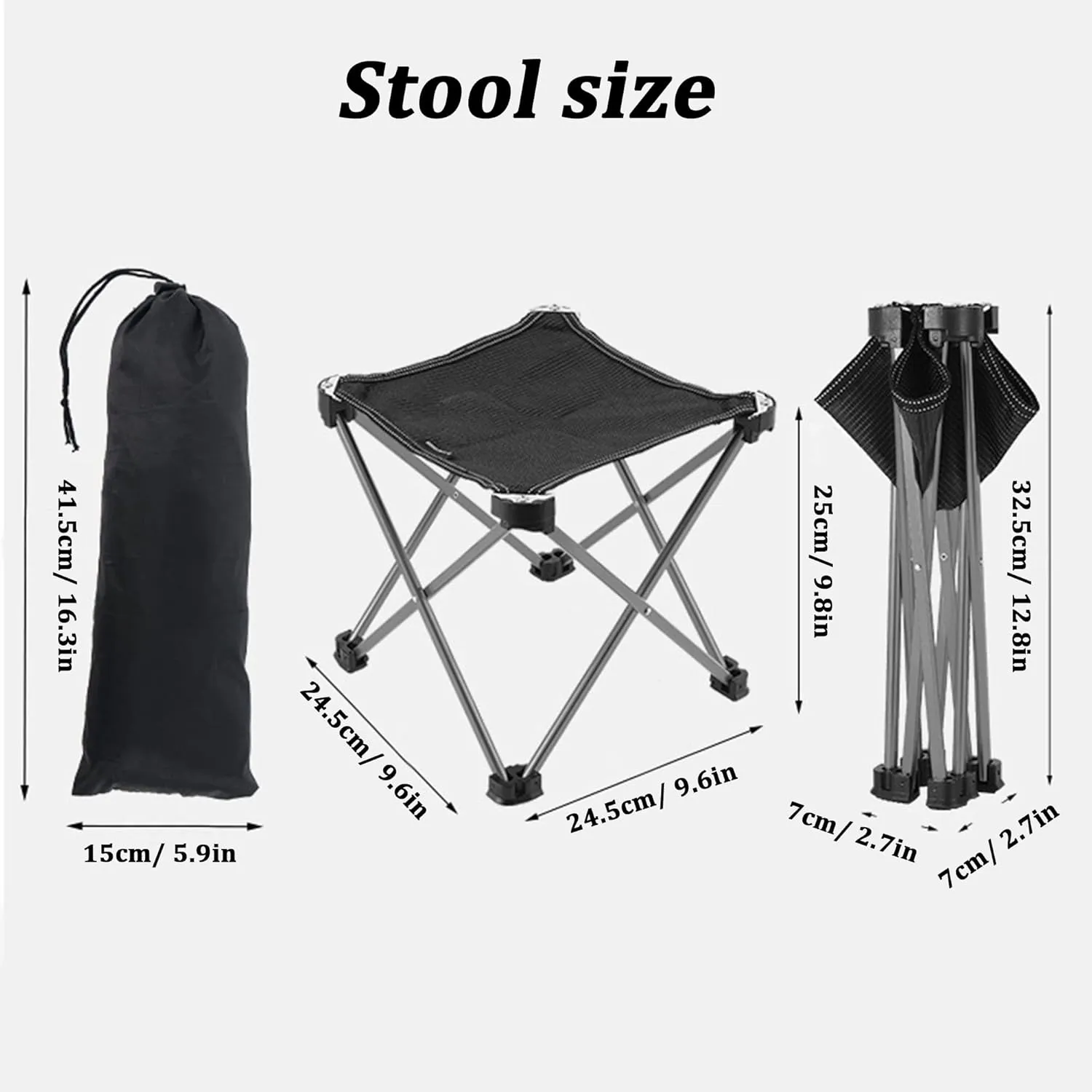 Mini Camping Stool, Portable Foldable Compact Camping Chair, Ultra-Light Aluminum Alloy Outdoor Camp Stools with Carrying Bag for BBQ, Beach, Fishing, Hiking