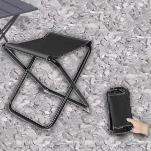 Mini Fishing Stool Portable Folding Chair, Foldable Camping Stool Seat with Bag, Lightweight Compact Stool Outdoor Hiking, Gifts for Fisherman(Black,Small)