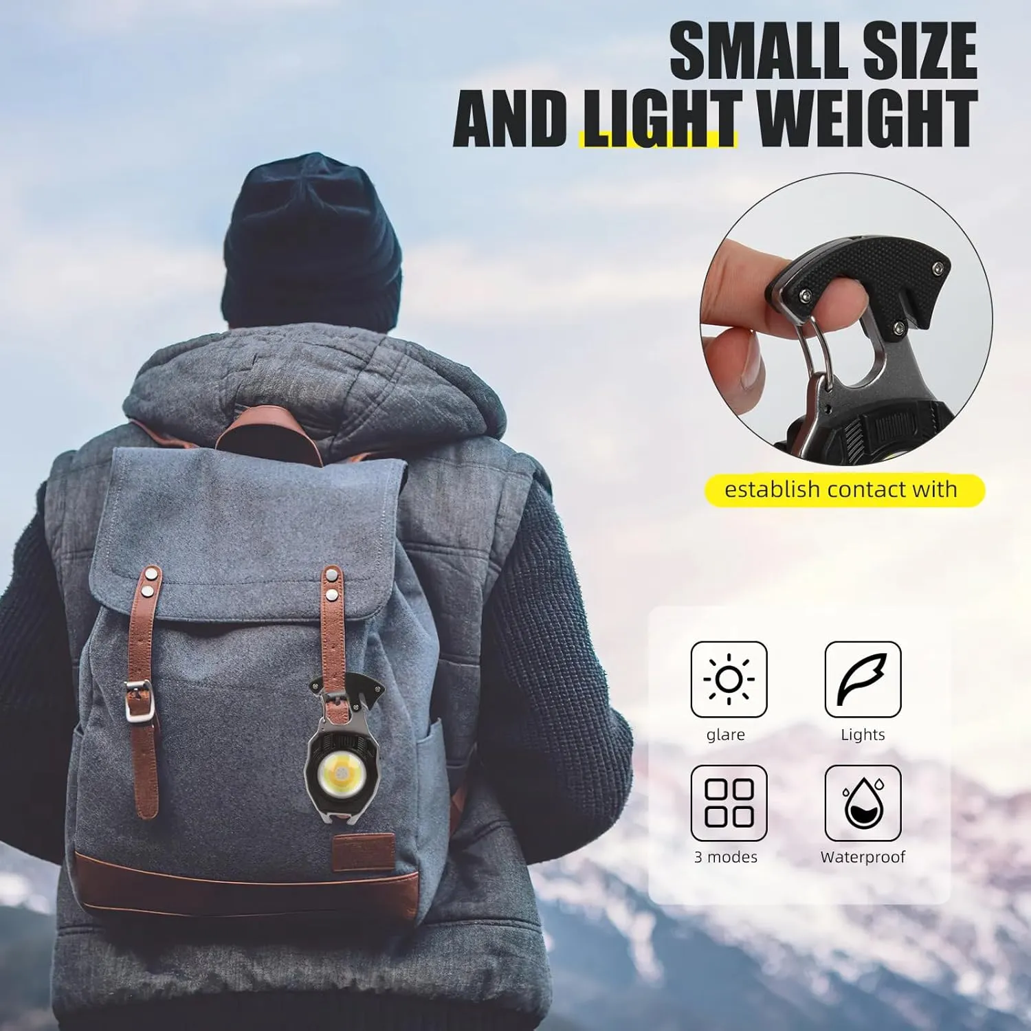 Mini Flashlight 3 Pack, Rechargeable Keychain Flashlight with 3 Light Modes, 1000lumens Bright EDC Flashlight Keychain Light with Magnet Base, Portable Pocket Flashlight for Camping Walking