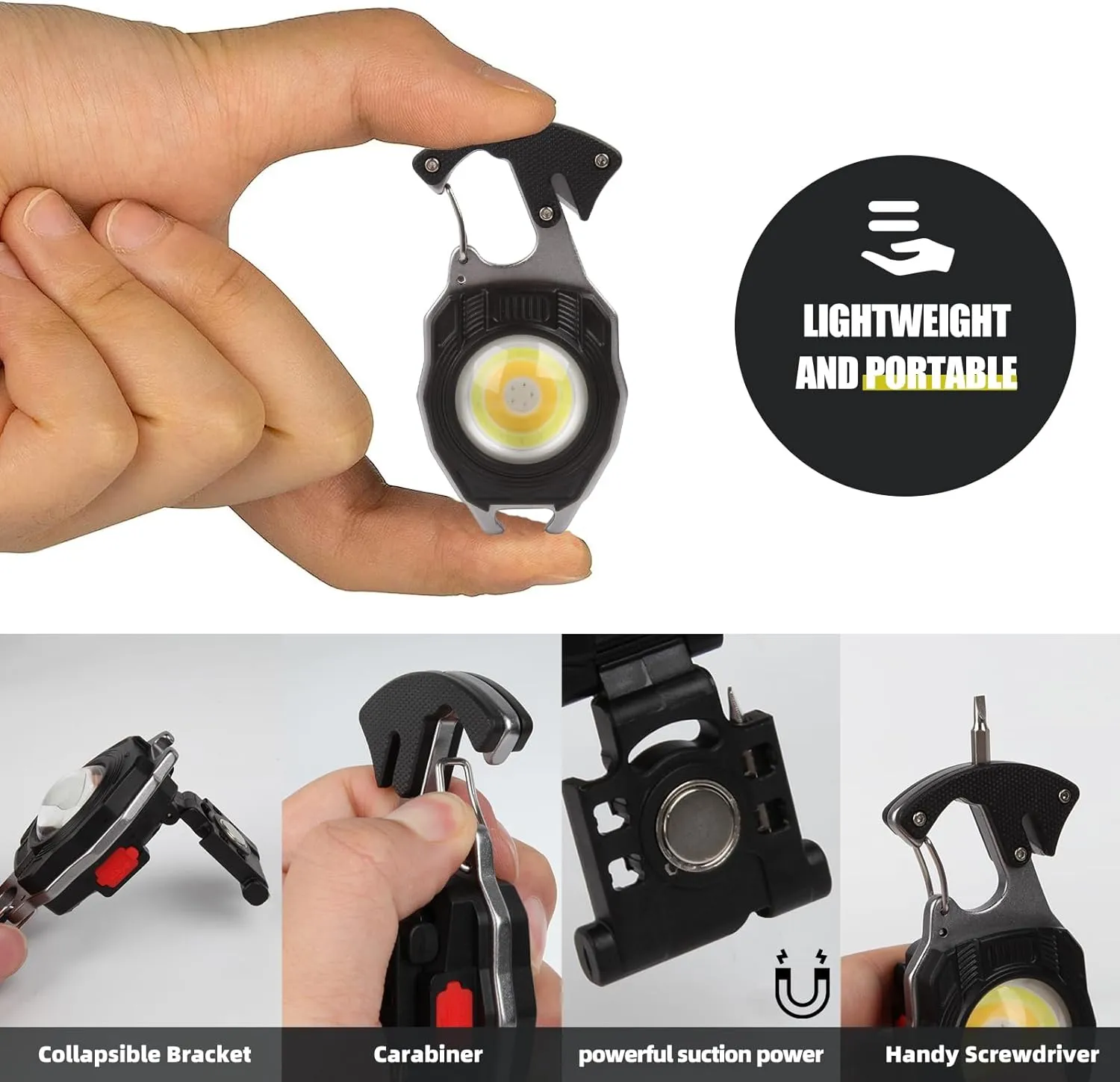 Mini Flashlight 3 Pack, Rechargeable Keychain Flashlight with 3 Light Modes, 1000lumens Bright EDC Flashlight Keychain Light with Magnet Base, Portable Pocket Flashlight for Camping Walking