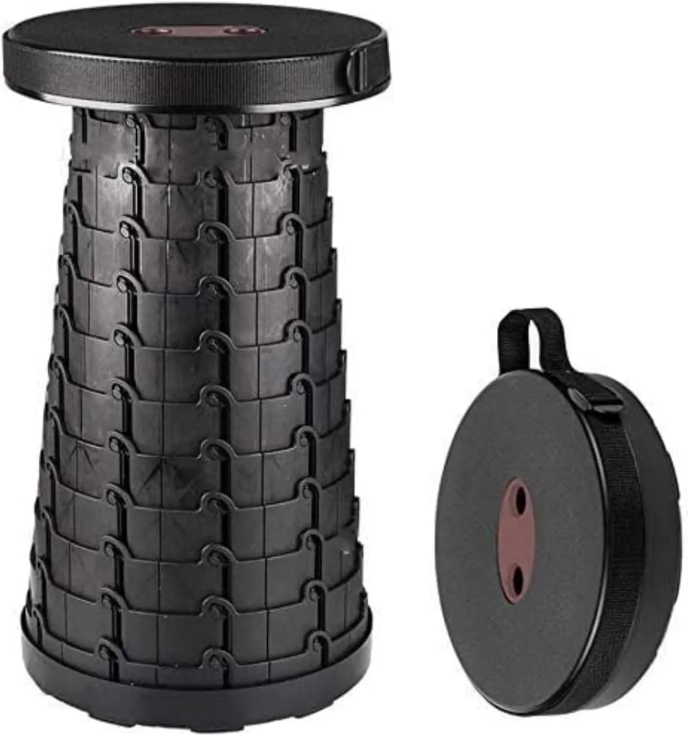 Mini-Max Stool 17.7-Inch Grey and Black Plastic Adjustable Height Retractable Camping Stool with Carrying Strap