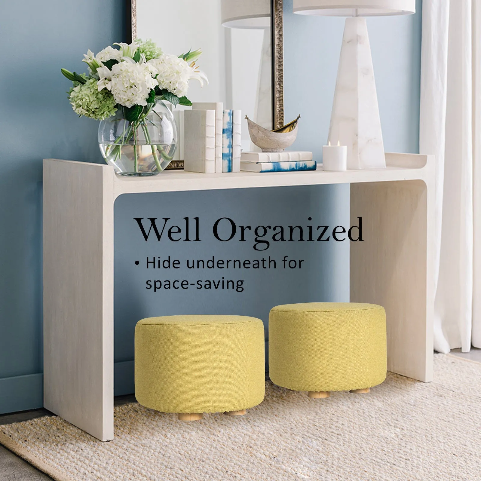 Mini Ottoman Pouffe Foot Stool - Mustard Yellow