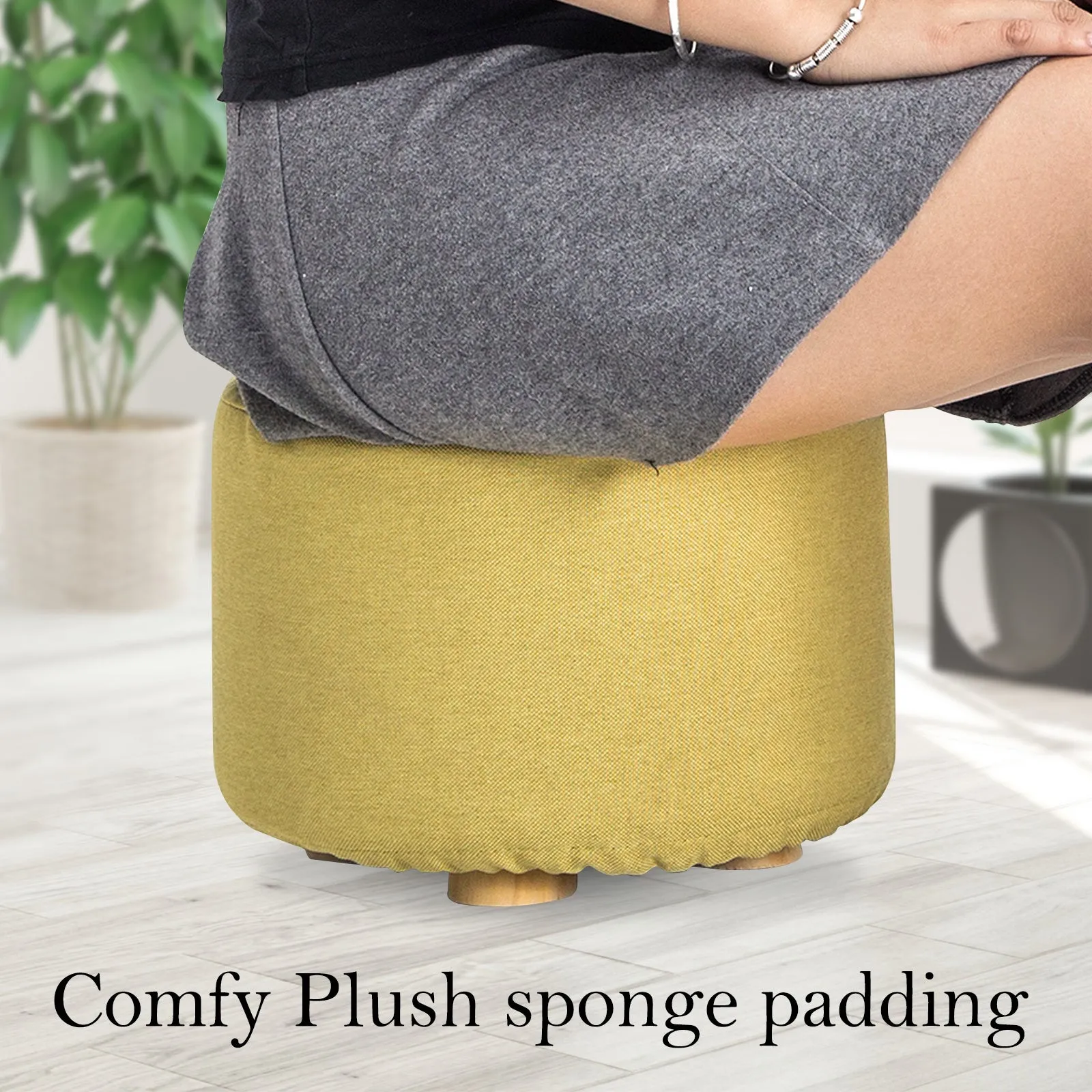 Mini Ottoman Pouffe Foot Stool - Mustard Yellow