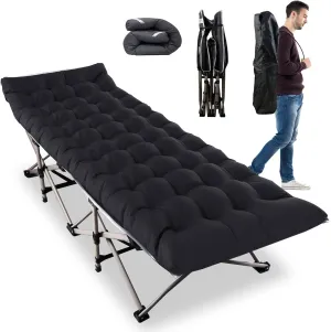 Moclever Folding Camping Cot, Portable Sleeping Cot for Adults, Heavy-Duty 440LBS Capacity Bed, Tear-Resistant 600D Oxford with Removable Soft Pad, 10 Sturdy Legs for Outdoor Camping,Travel,Office Nap