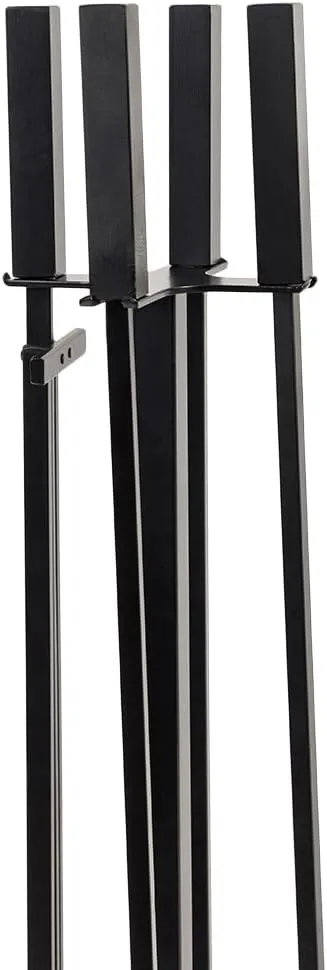 Modern Ember Harriet 5 Piece Fireplace Tool Set in Black | Includes Brush, Shovel, Fire Poker, Tongs, and Stand | Heavy-Duty Steel | Heat-Resistant Powder Coating Finish