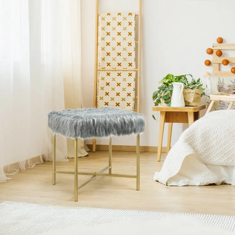 Modern Minimalist Faux Fur Footstool Suitable for Any Room