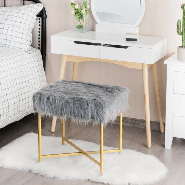 Modern Minimalist Faux Fur Footstool Suitable for Any Room