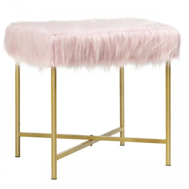Modern Minimalist Faux Fur Footstool Suitable for Any Room