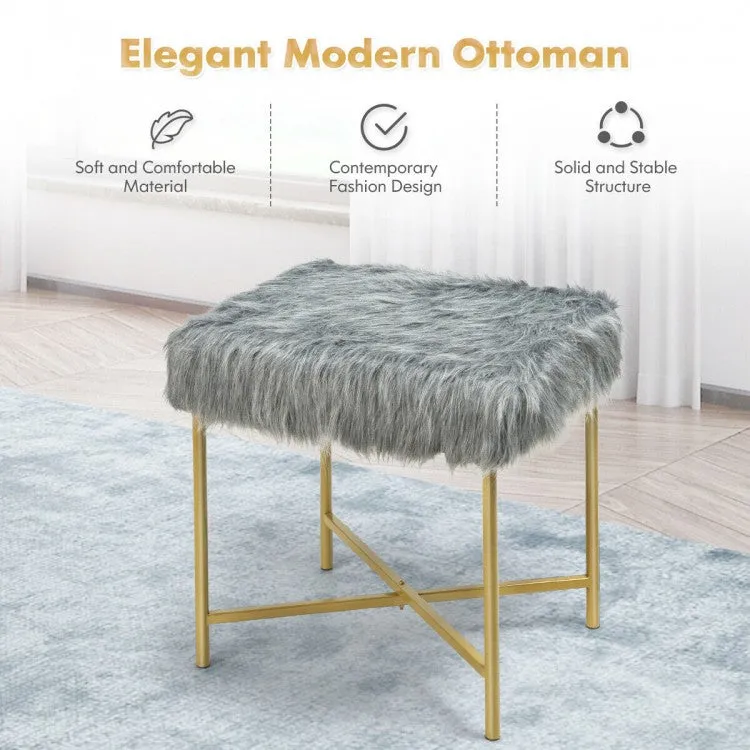 Modern Minimalist Faux Fur Footstool Suitable for Any Room