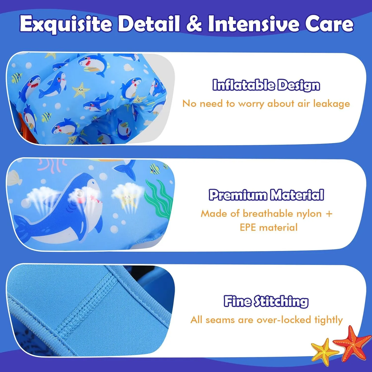 MoKo Toddler Swim Vest for Kids, Swim Arm Floaties 13-70lbs Cartoon Swimming Water Wings Pool Float Vests Sleeves Shoulder Straps Arm Band for Children Learn to Swim