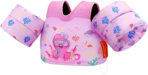 MoKo Toddler Swim Vest for Kids, Swim Arm Floaties 13-70lbs Cartoon Swimming Water Wings Pool Float Vests Sleeves Shoulder Straps Arm Band for Children Learn to Swim