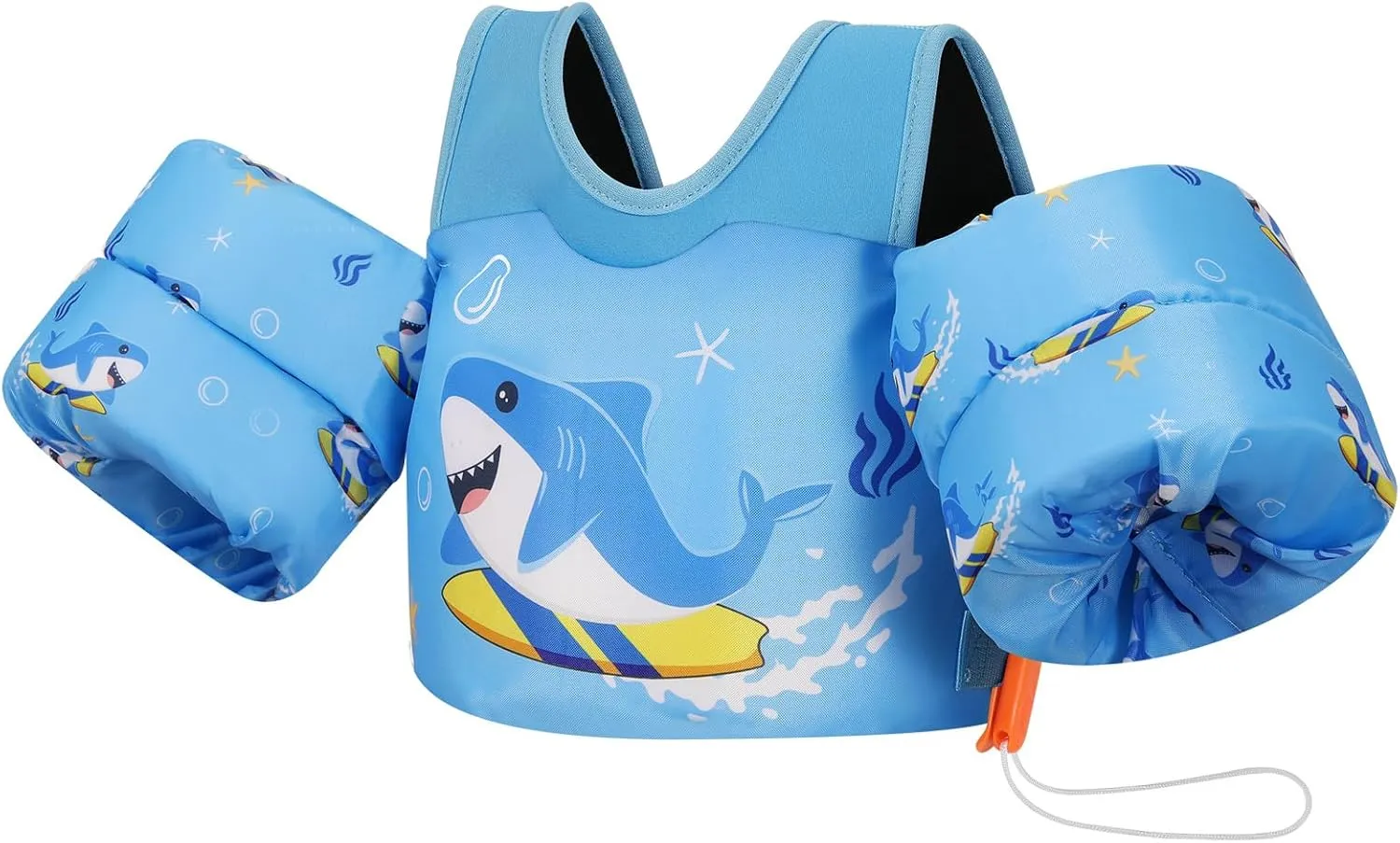 MoKo Toddler Swim Vest for Kids, Swim Arm Floaties 13-70lbs Cartoon Swimming Water Wings Pool Float Vests Sleeves Shoulder Straps Arm Band for Children Learn to Swim