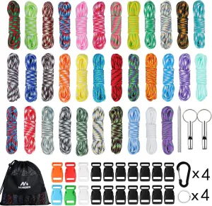 MONOBIN Paracord Combo Kits - 550 Type III Parachute Cord - Bracelet Crafting Kits, Survival Rope Making lanyards,Dog Collar,Bracelet