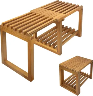 Montex Bathroom Bench Adjustable Length, 29 Inches Shower Benches for Inside Shower, Bathroom Bench Seat, Wood Bathroom Bench, Bathroom Bench with Storage for Adults Seniors Elderly, Oak Color