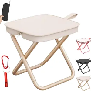Mountaineering and Hiking Portable Stool, Folding Camping Stool with Lightweight Design, Collapsible Travel Stool for Fishing and Backpacking (1, Beige)