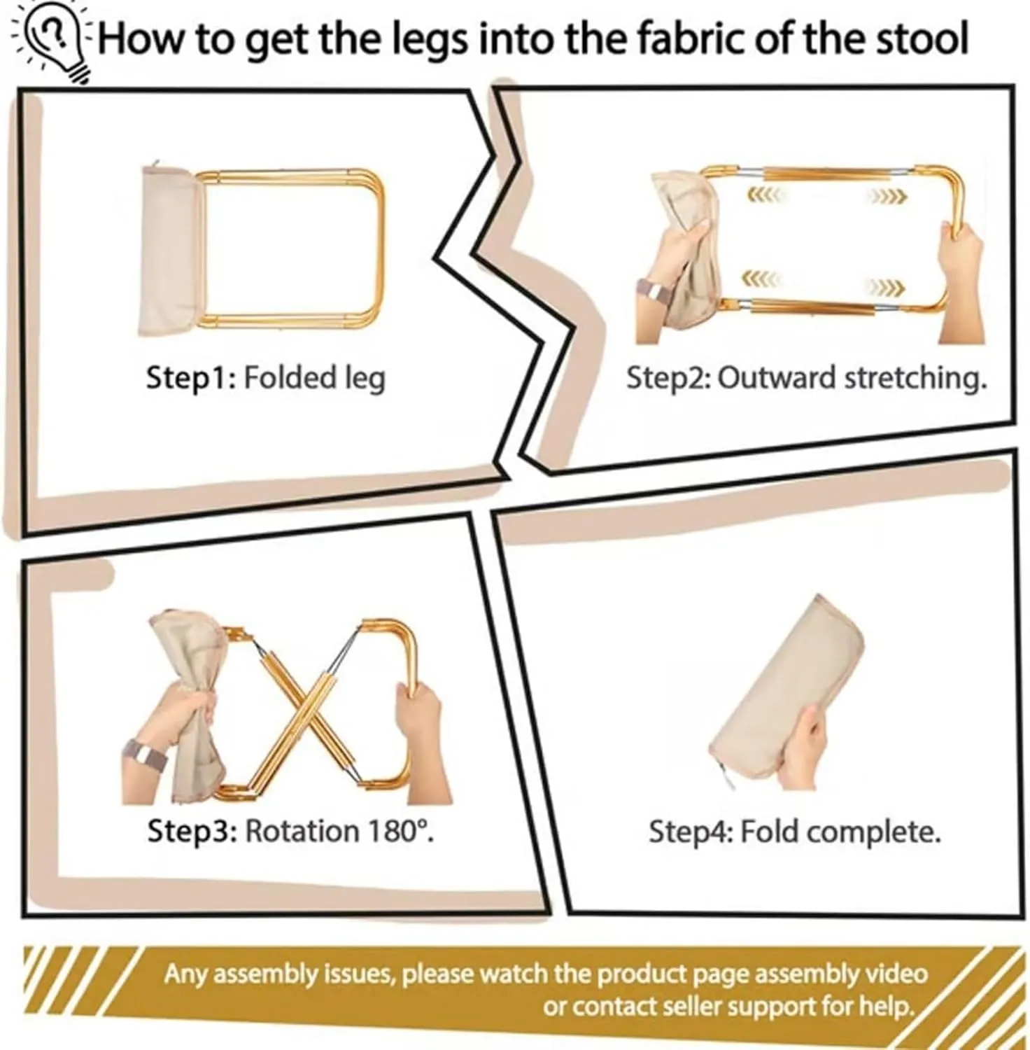 Mountaineering and Hiking Portable Stool, Folding Camping Stool with Lightweight Design, Collapsible Travel Stool for Fishing and Backpacking (1, Beige)
