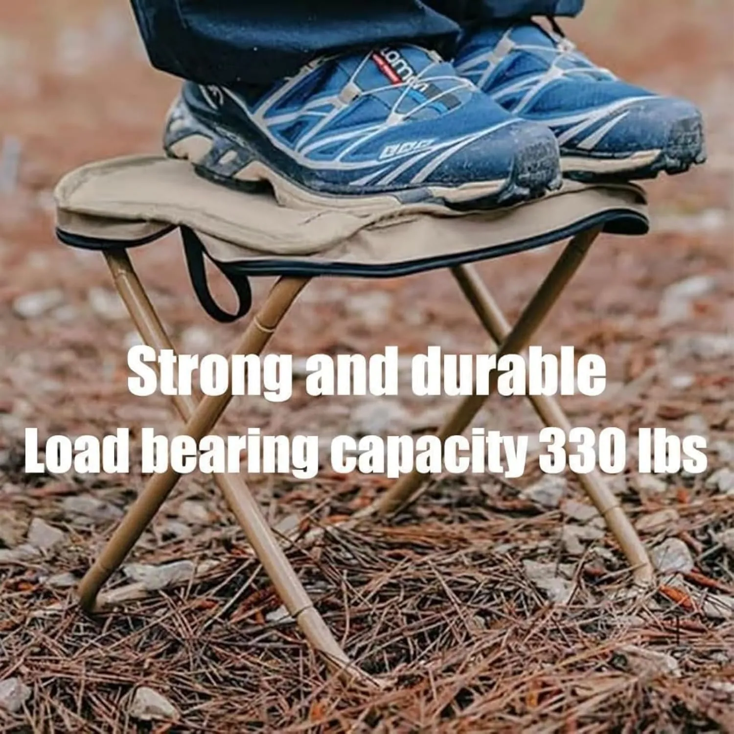 Mountaineering and Hiking Portable Stool, Folding Camping Stool with Lightweight Design, Collapsible Travel Stool for Fishing and Backpacking (1, Beige)