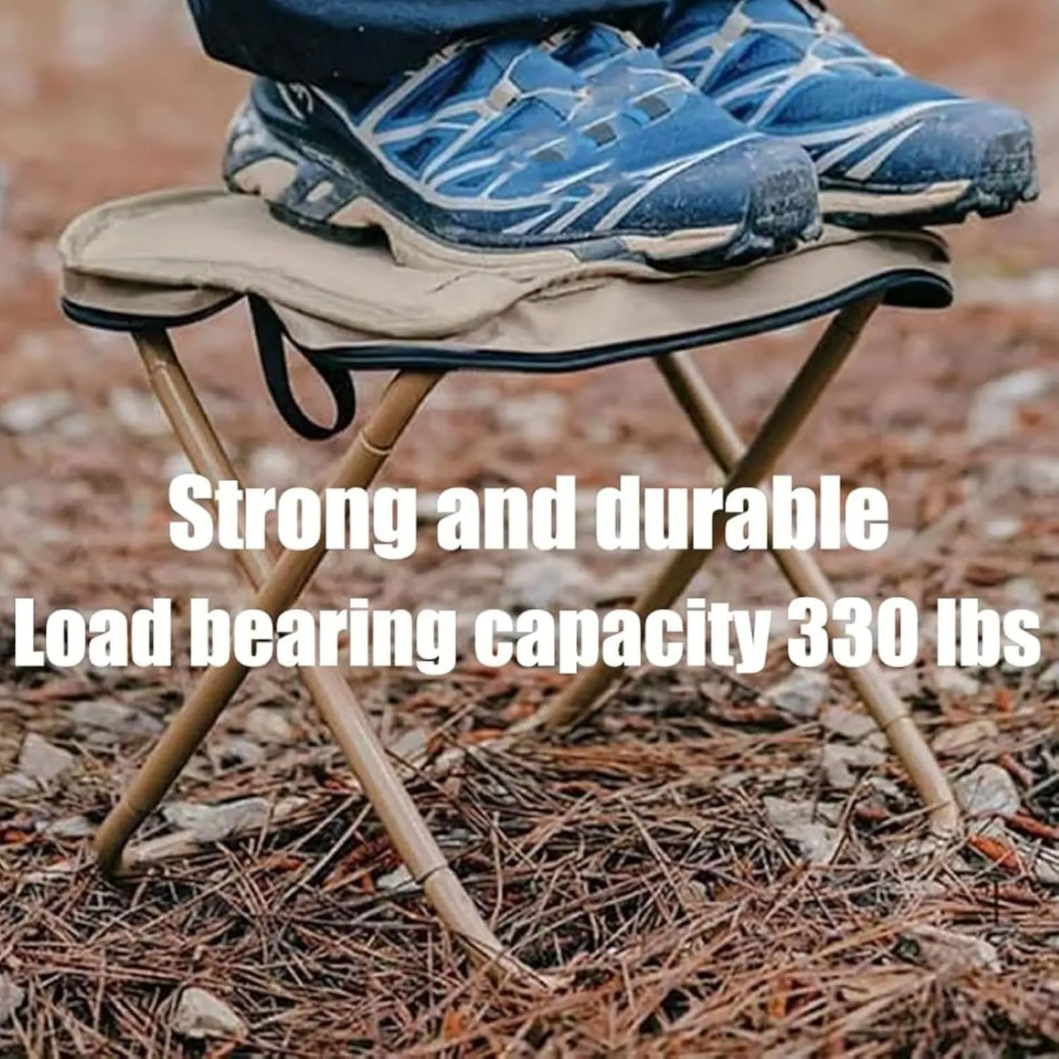 Mountaineering and Hiking Portable Stool– Supports Up to 265 Lbs, Durable Camping Stool, Outdoor Zipper Pack Folding Chair for Travel and Fishing (Pen Bag - Khaki, Large)