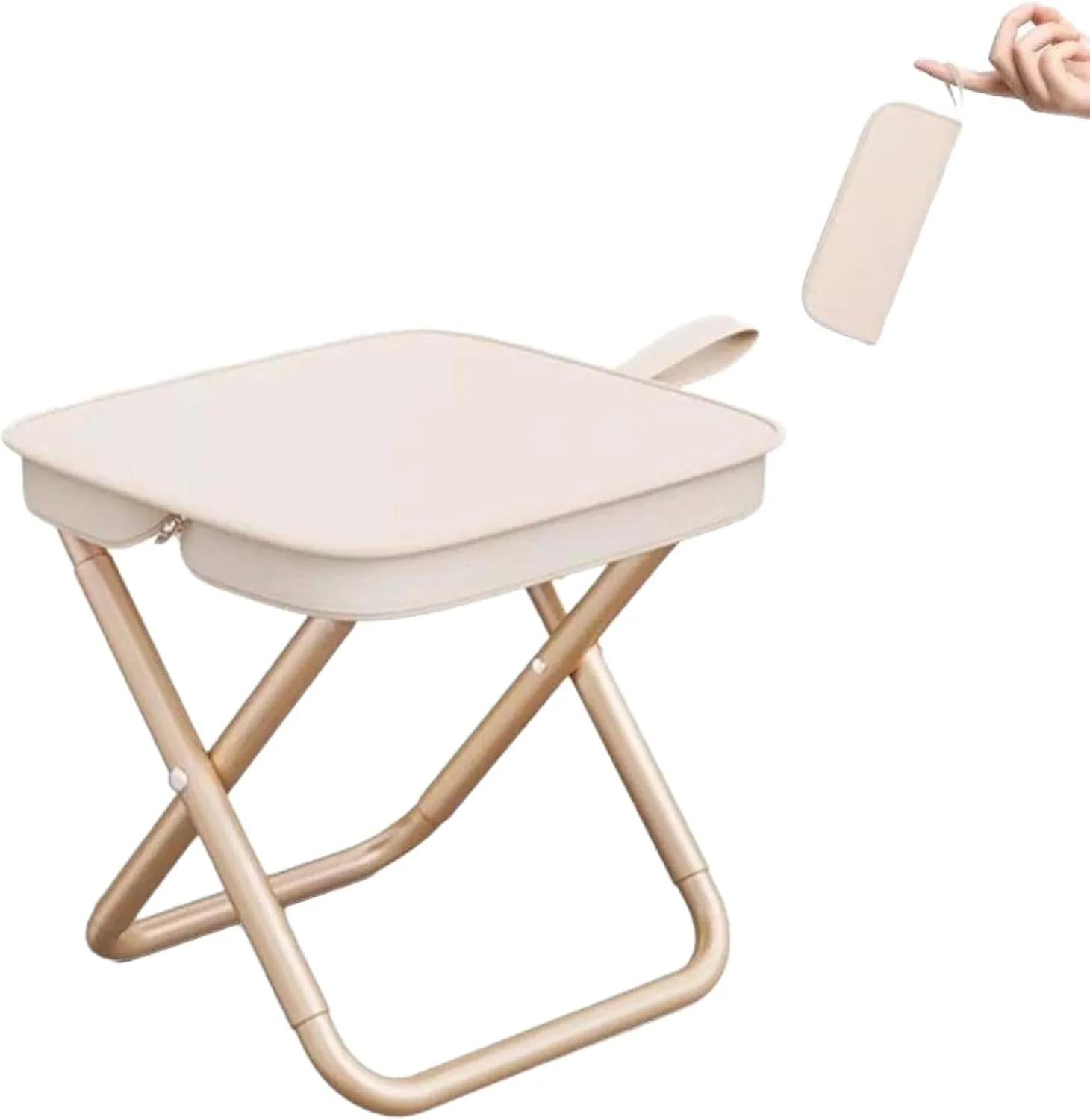 Mountaineering and Hiking Portable Stool– Supports Up to 265 Lbs, Durable Camping Stool, Outdoor Zipper Pack Folding Chair for Travel and Fishing (Pen Bag - Khaki, Large)