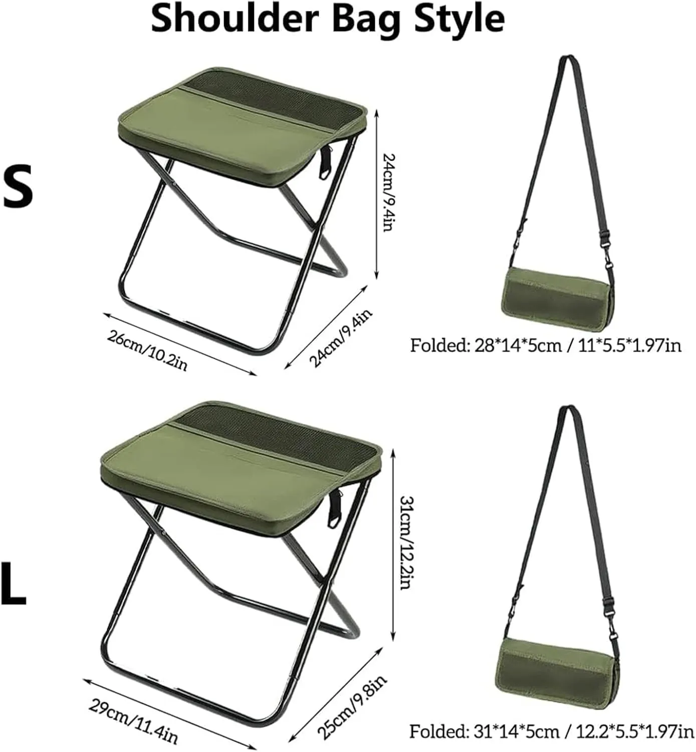 Mountaineering and Hiking Portable Stool– Supports Up to 265 Lbs, Durable Camping Stool, Outdoor Zipper Pack Folding Chair for Travel and Fishing (Pen Bag - Khaki, Large)