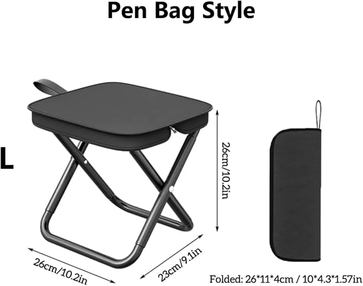 Mountaineering and Hiking Portable Stool– Supports Up to 265 Lbs, Durable Camping Stool, Outdoor Zipper Pack Folding Chair for Travel and Fishing (Pen Bag - Khaki, Large)