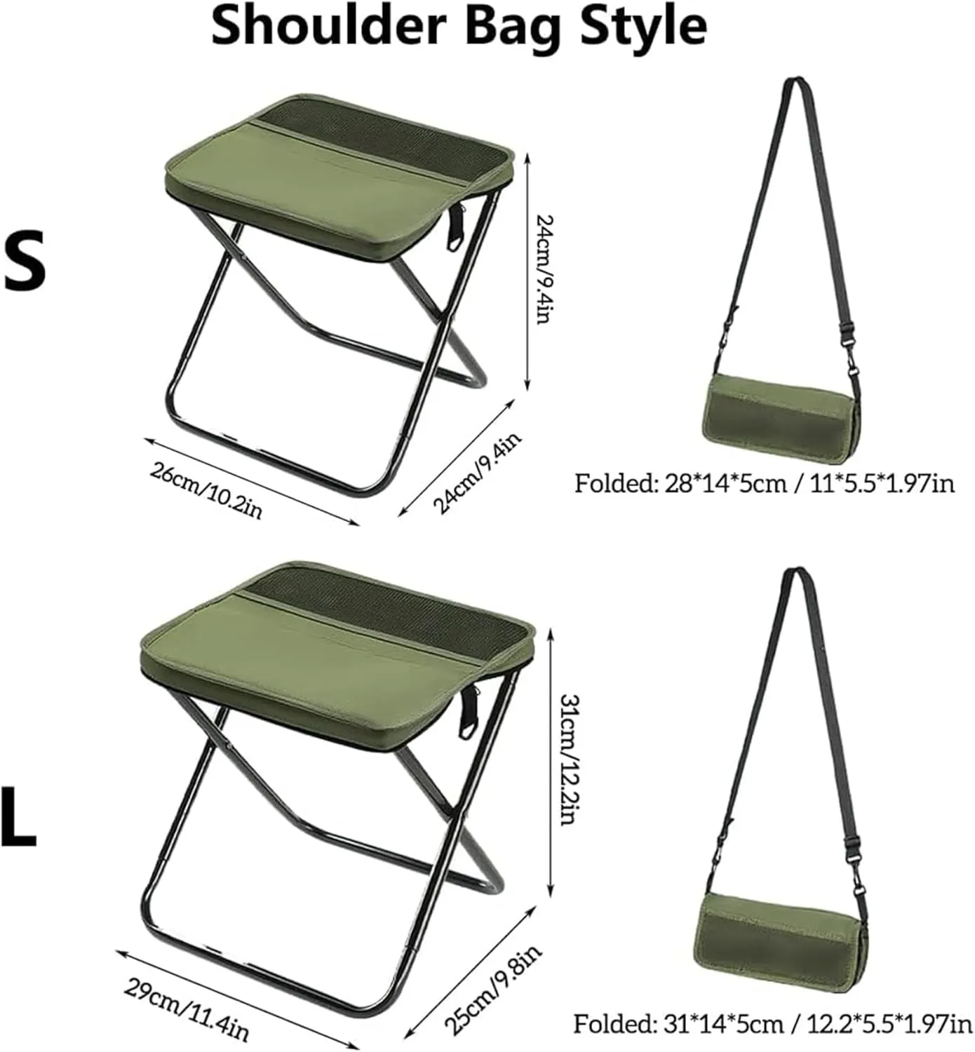 Mountaineering and Hiking Portable Stool, Ultra-Light Folding Stool Hold up to 265 LBS, Backpack Folding Stool for Travel Camping Outdoor,Green,S