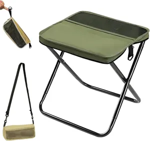 Mountaineering and Hiking Portable Stool, Ultra-Light Folding Stool Hold up to 265 LBS, Backpack Folding Stool for Travel Camping Outdoor,Green,S
