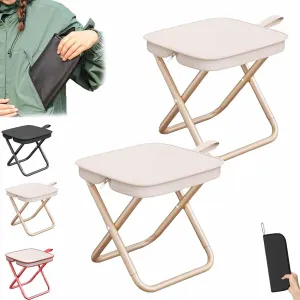 Mountaineering and Hiking Portable Stool, Ultralight Folding Camping Stool, Hold Up to 330 LBS, X-Type Structure, Stable Support, for Traveling, Fishing, Beach (2PCS White)
