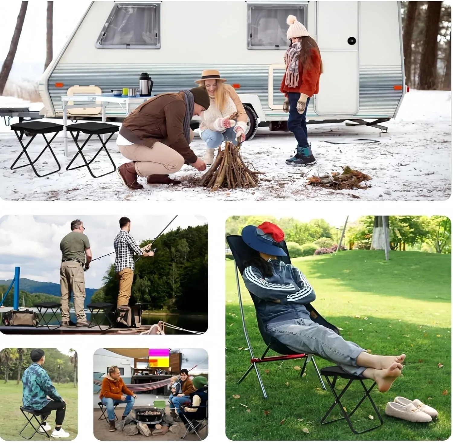 Mountaineering and Hiking Portable Stool,Foldable Backpack Stool with Adjustable Shoulder Strap,12in Camping Stool for Camping,Fishing,Hiking Or Outdoor Barbecue(Brown,Medium)