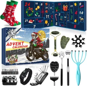 MOVINPE Gadget Advent Calendar for Men Teenage Boys 2024 Christmas, Gadgets Tools Funny Socks, Gua Sha Facial Tools, Paracord Survival Bracelet, 24 Days Gifts for Son, Boyfriend, Husband, Dad