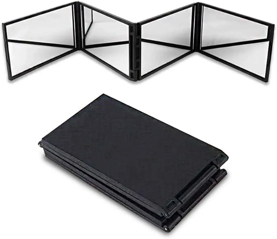 Multi Angle Folding Mirror for Self Haircutting - Head Back View Available, 2025 New Foldable Makeup Mirror for Hair Cutting Styling Grooming Vehicle Maintenance (2 PCS)