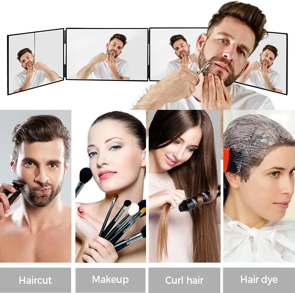 Multi Angle Folding Mirror for Self Haircutting - Head Back View Available, 2025 New Foldable Makeup Mirror for Hair Cutting Styling Grooming Vehicle Maintenance (2 PCS)