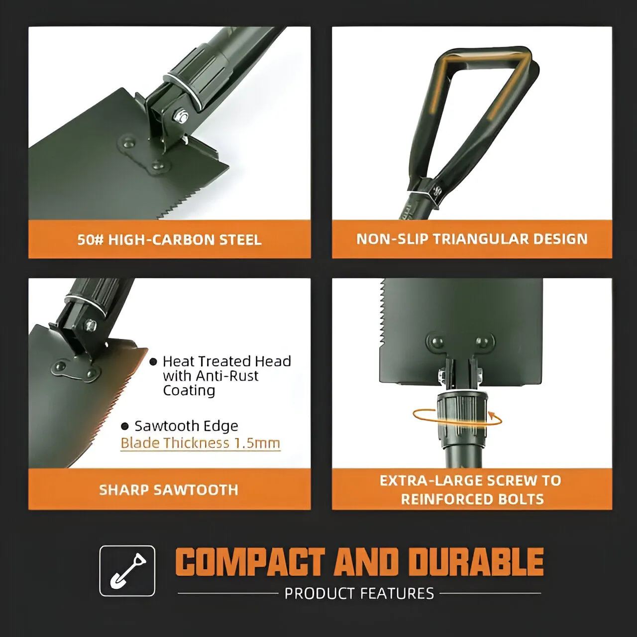 Multi-functional Three Folding Shovel For Outdoor Camping