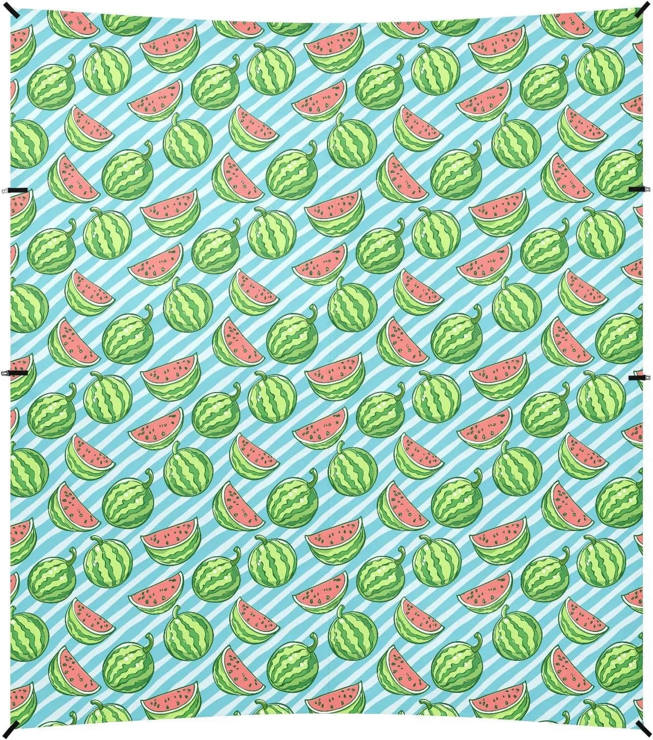 Multi Green Watermelon Light - Blue Stripes Cartoon Style Beach Tent & Canopy UPF50  Protection Lightweight Outdoor Sun Shade with Sandbags & Sand Shovel for Camping, Picnics, Backyard & Fishing