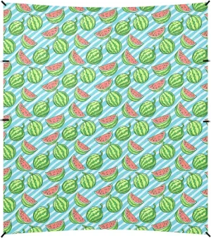 Multi Green Watermelon Light - Blue Stripes Cartoon Style Beach Tent & Canopy UPF50  Protection Lightweight Outdoor Sun Shade with Sandbags & Sand Shovel for Camping, Picnics, Backyard & Fishing