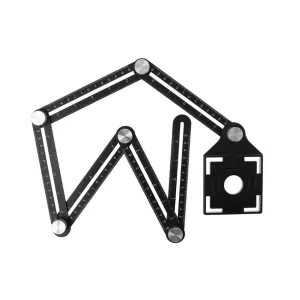 Multi Template 6 Folding Rulers Puncher Carpentry Angle Ruler with Drill Guide Glass Tiles Woodworking Gauge Tool