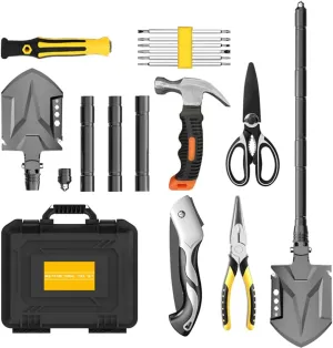 Multifunctional Folding Tactical Shovel Outdoor Survival Shovel Set Carbon Steel Suitable for Outdoor Camping Off-Road Hiking Backpack Emergency (MD14-25)