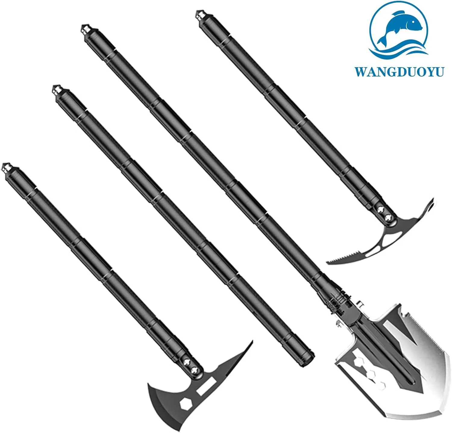 Multifunctional Folding Tactical Shovel Outdoor Survival Shovel Set Carbon Steel Suitable for Outdoor Camping Off-Road Hiking Backpack Emergency (TD14-F45)