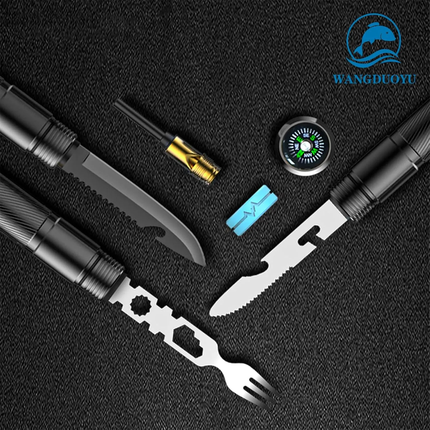 Multifunctional Folding Tactical Shovel Outdoor Survival Shovel Set Carbon Steel Suitable for Outdoor Camping Off-Road Hiking Backpack Emergency (TD14-F5)