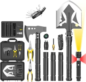 Multifunctional Folding Tactical Shovel Outdoor Survival Shovel Set Carbon Steel Suitable for Outdoor Camping Off-Road Hiking Backpack Emergency(TD14-36)