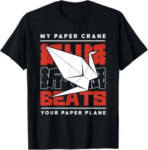 My Paper Crane Beats Your Paper Plane Owl Folding Origami T-Shirt