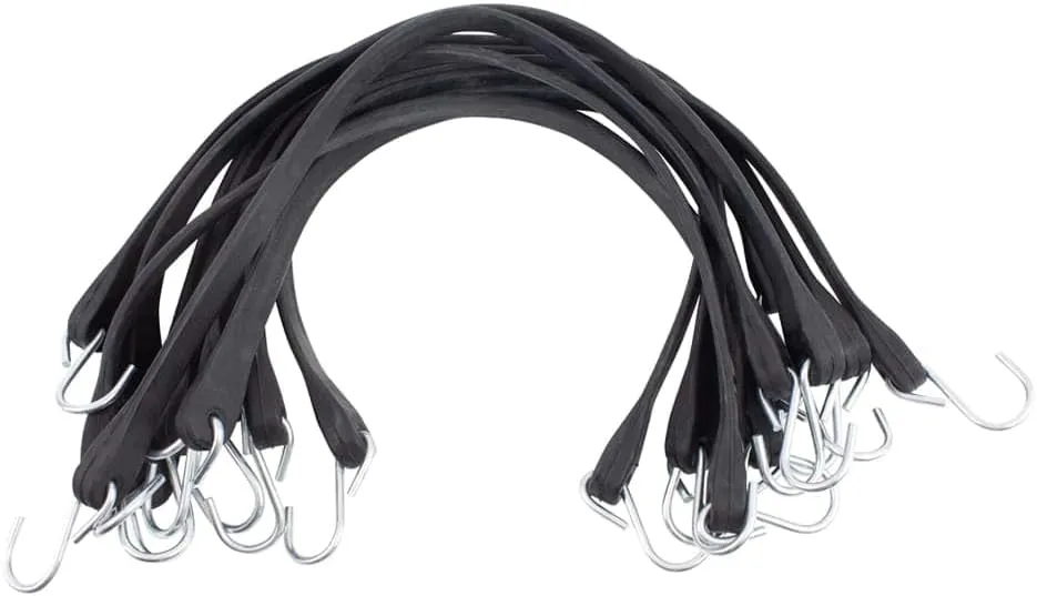 Mytee Products 21" EPDM Tarp Bungee Straps Crimped Hooks -50 Pack