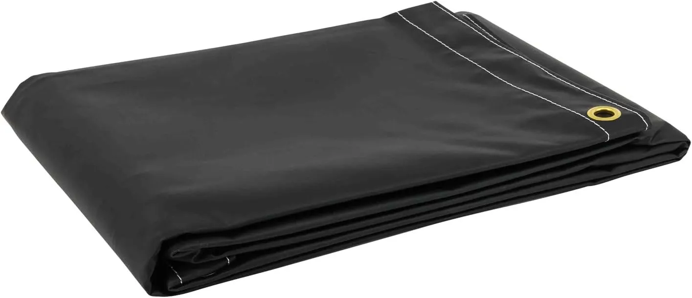 Mytee Products 8' x 10' Heavy Duty Black 18oz Vinyl Utility Tarp Waterproof, Multipurpose, Cars, Boats, Campers, Pool Cover, Tent