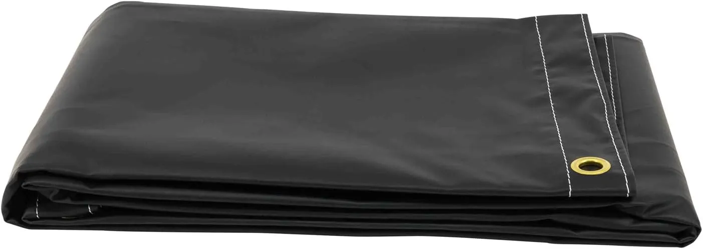 Mytee Products 8' x 10' Heavy Duty Black 18oz Vinyl Utility Tarp Waterproof, Multipurpose, Cars, Boats, Campers, Pool Cover, Tent
