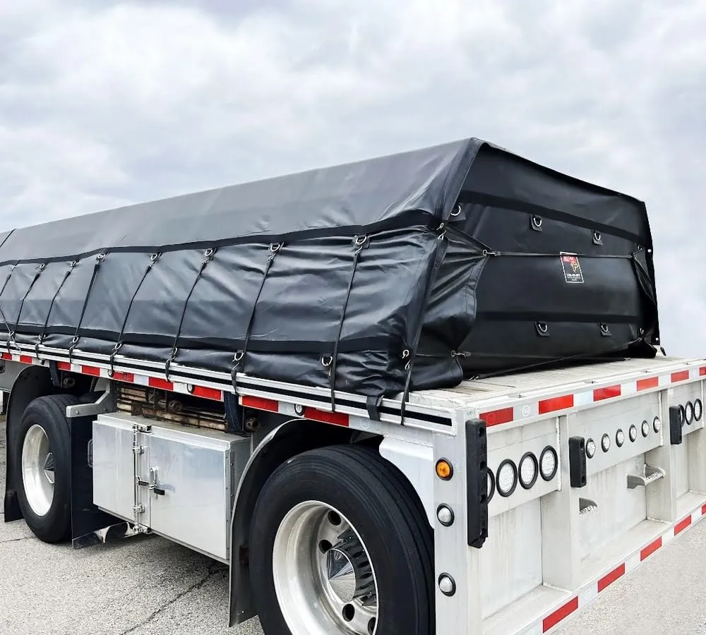 Mytee Products Lightweight 14 Ounce Blue Lumber Tarp 20 FT x 27 FT with 6 FT Drop for Flatbed Truck Trailer - Superlight & Waterproof Vinyl Tarp for Flatbed Cargo Protection