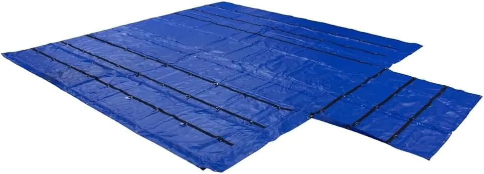 Mytee Products Lightweight 14 Ounce Blue Lumber Tarp 20 FT x 27 FT with 6 FT Drop for Flatbed Truck Trailer - Superlight & Waterproof Vinyl Tarp for Flatbed Cargo Protection