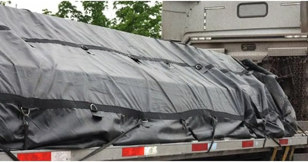 Mytee Products Lightweight 14 Ounce Blue Lumber Tarp 20 FT x 27 FT with 6 FT Drop for Flatbed Truck Trailer - Superlight & Waterproof Vinyl Tarp for Flatbed Cargo Protection