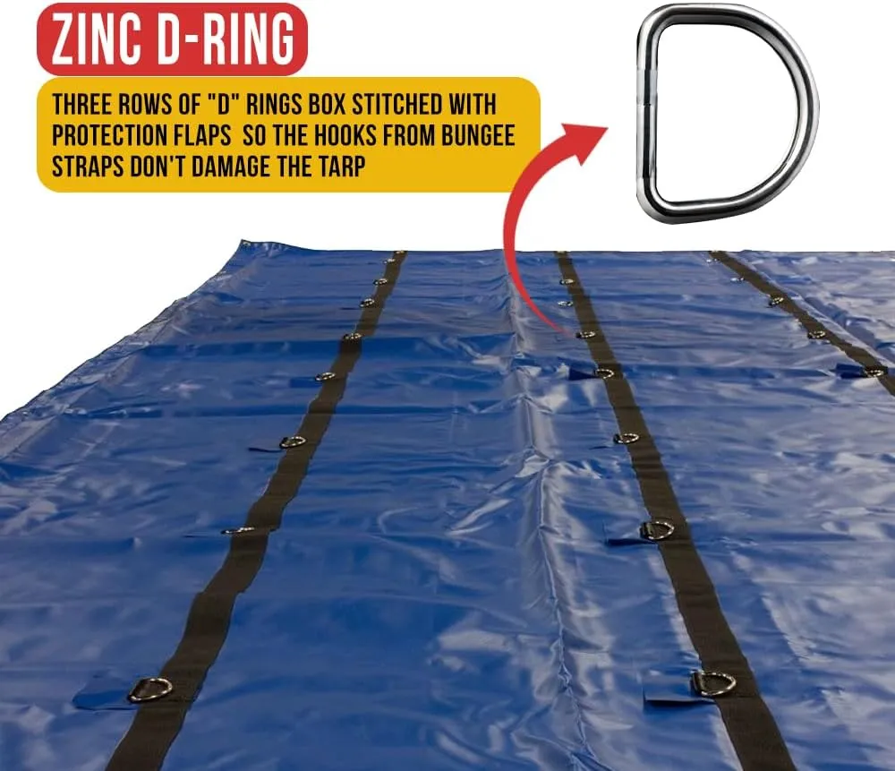 Mytee Products Lightweight 14 Ounce Blue Lumber Tarp 20 FT x 27 FT with 6 FT Drop for Flatbed Truck Trailer - Superlight & Waterproof Vinyl Tarp for Flatbed Cargo Protection