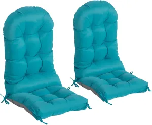 nalone 2 Pack Adirondack Cushion Rocking Chair Cushions High Back Adirondack Chair Cushion with Ties Patio Cushions for Outdoor Furniture (2 Pack, Blue)